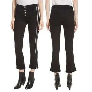 Veronica Beard Black Cropped Jeans with White Stripe